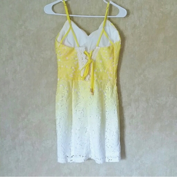 Yellow white ombre lace mini dress size S M L - Picture 4 of 8